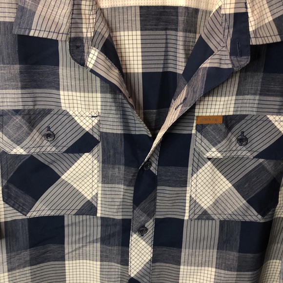 Orvis  XL Blue Plaid Button Down Short Sleeve Double Button Chest Pockets - Picture 3 of 5